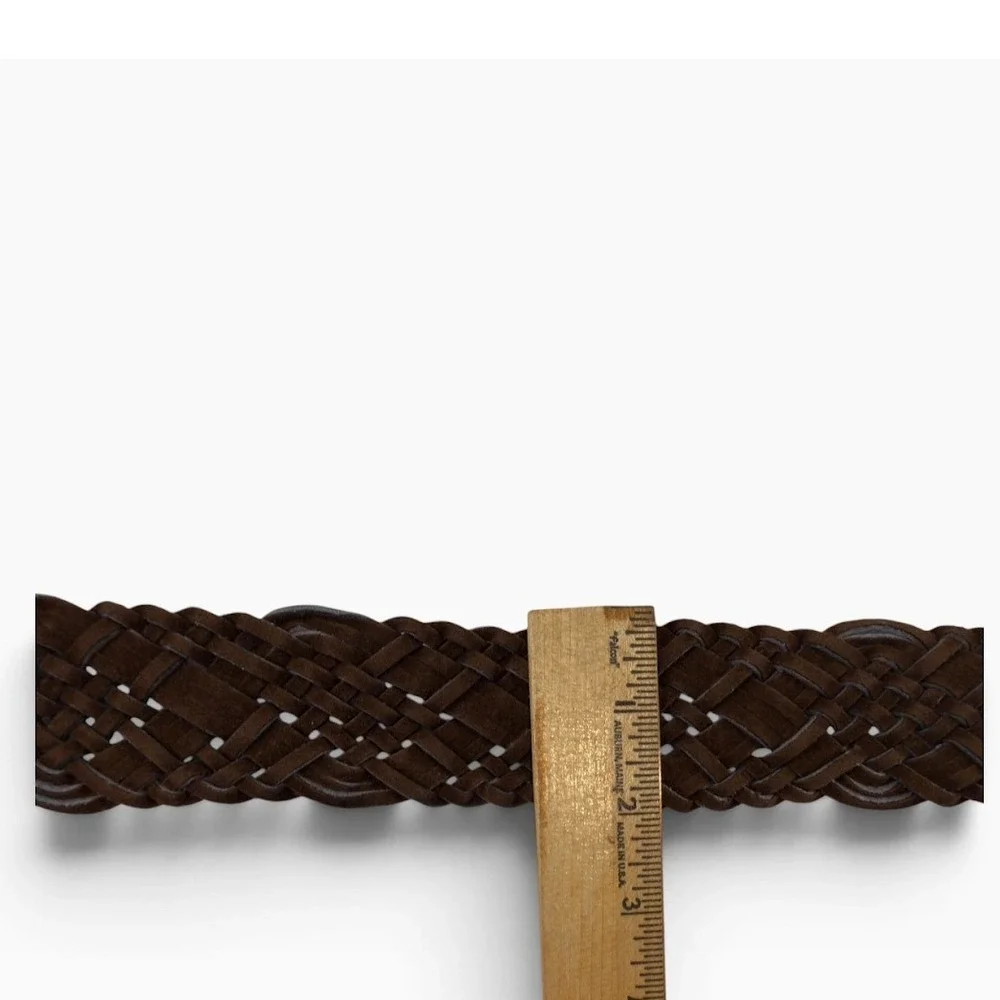 Brown Braided Belt Womens Size 3 Wide Woven Boho Hippie 70s Style Suede Look 39